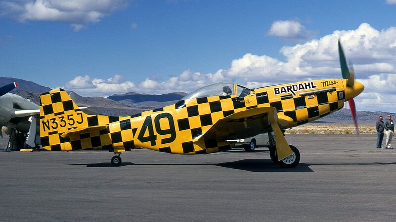 Yellow and black checkered airplane