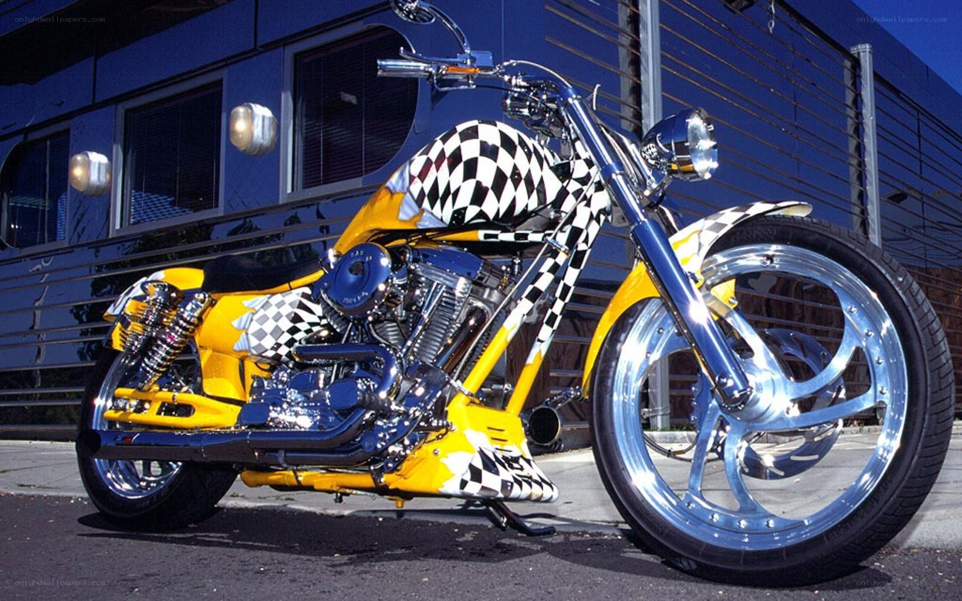 yellow and black checkered motorcycle