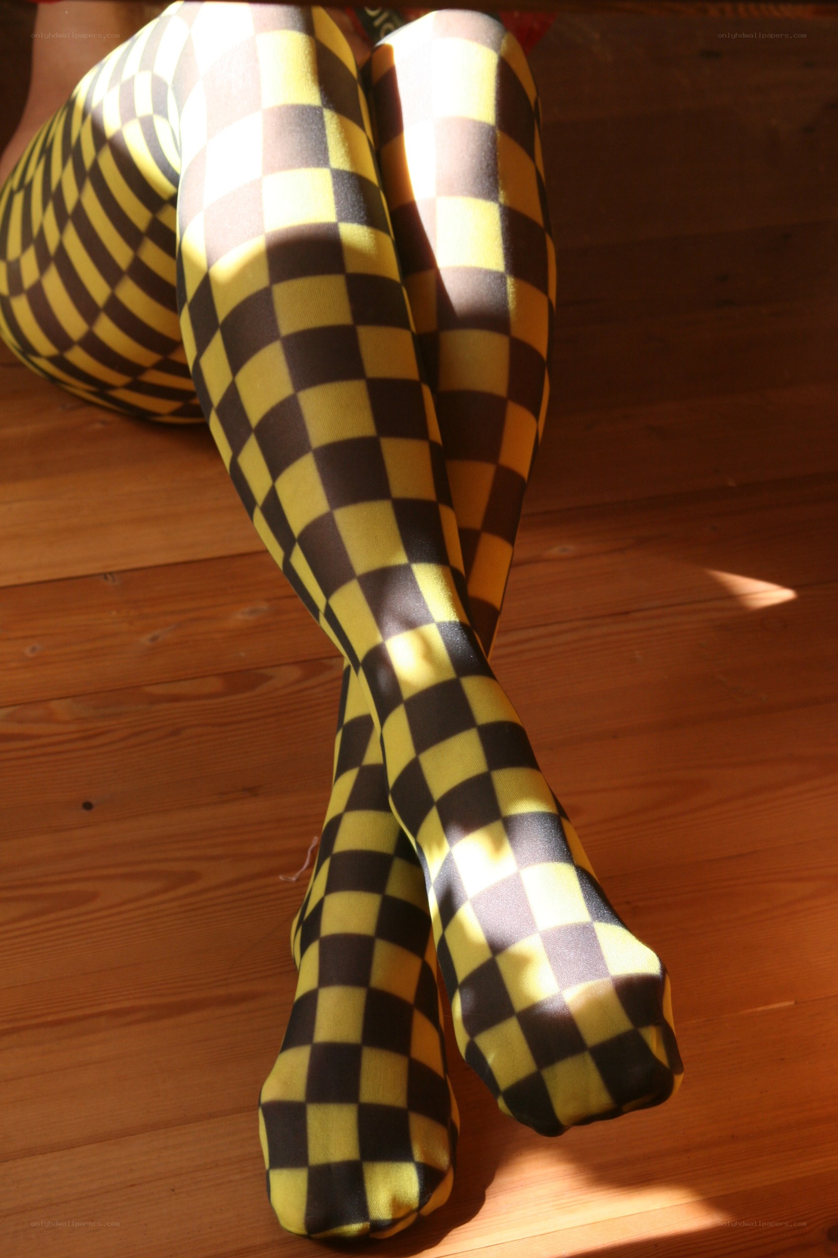 yellow and black checkered tights