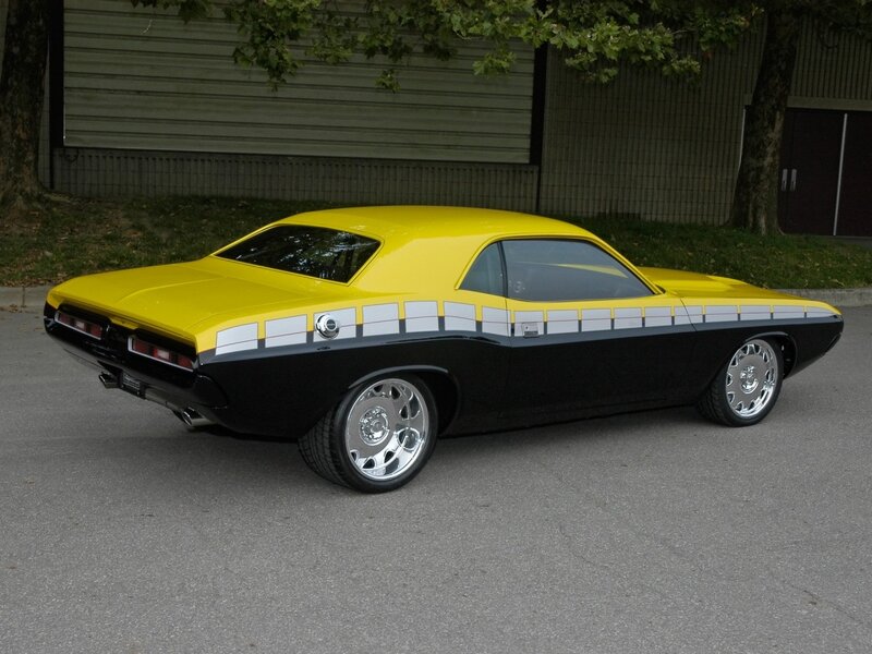 yellow and black classic muscle car