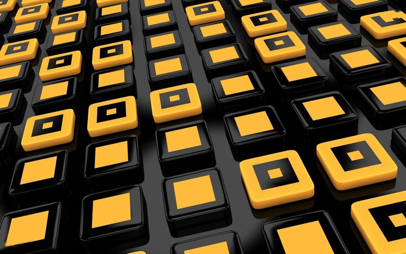 Yellow and Black Cubes — Geometric, 3d Render