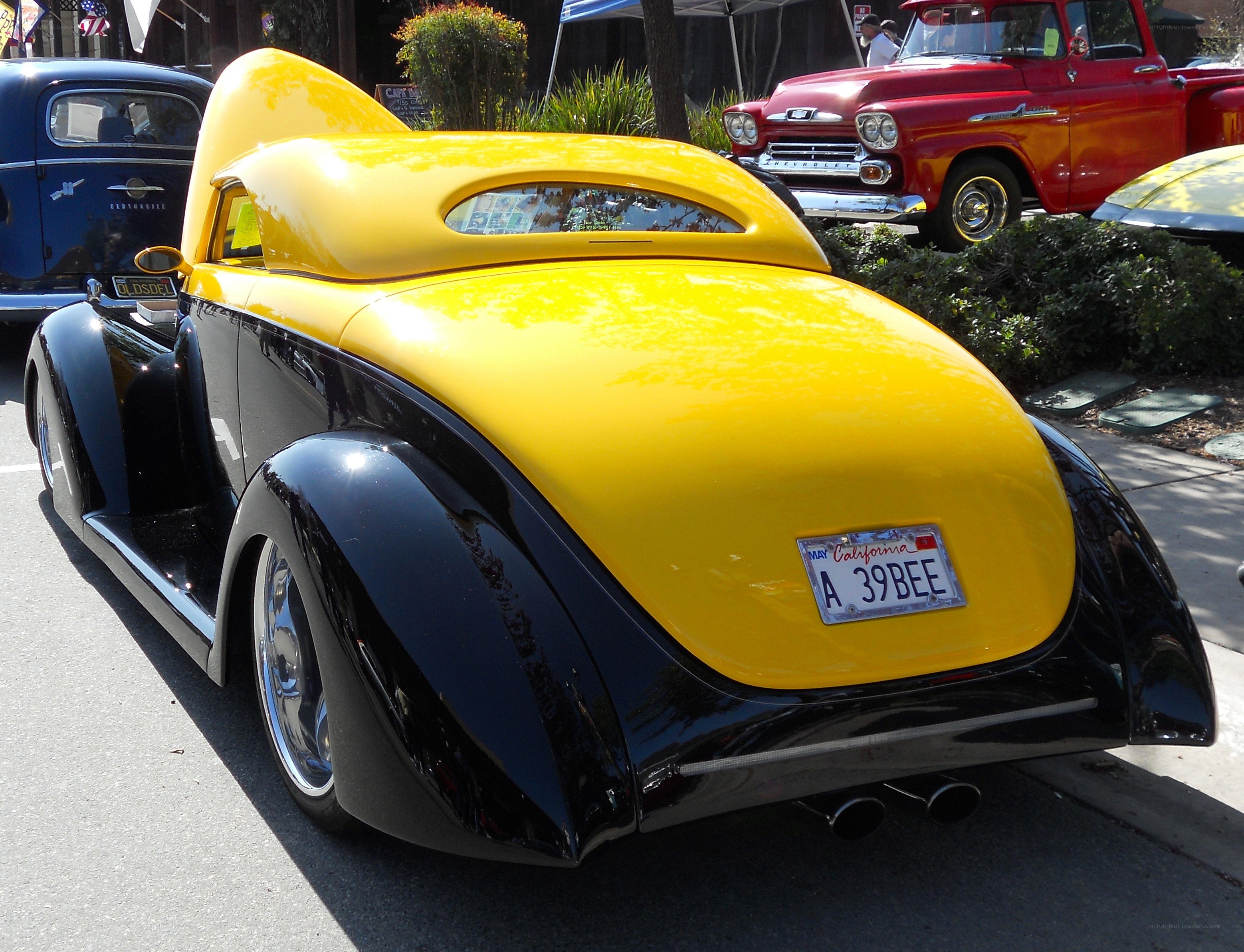 yellow and black custom car