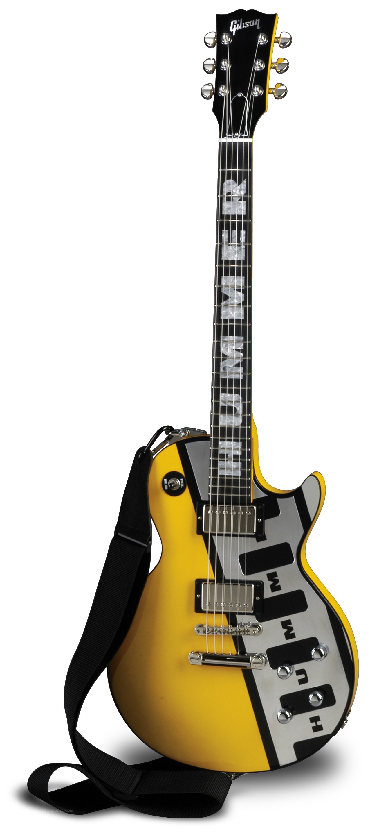 yellow and black electric guitar