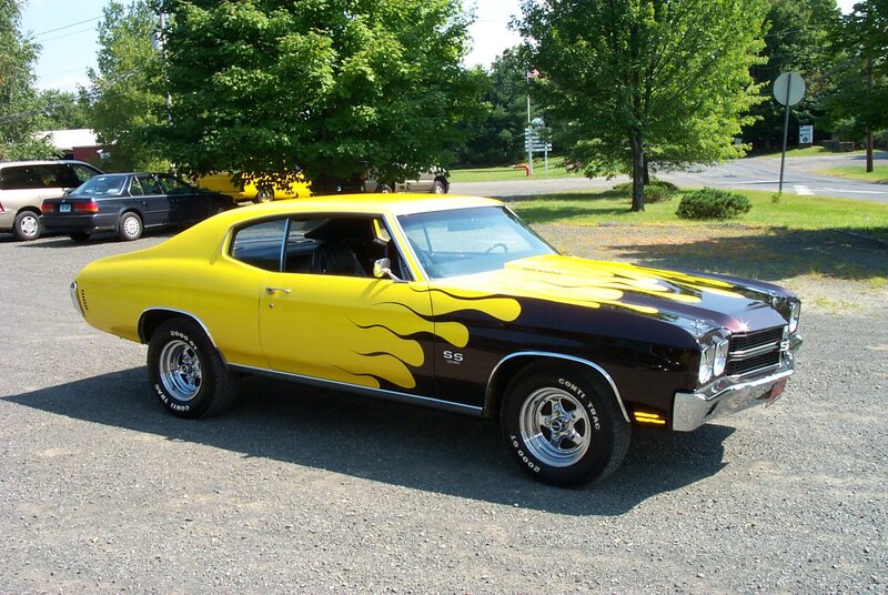 Yellow and black muscle car