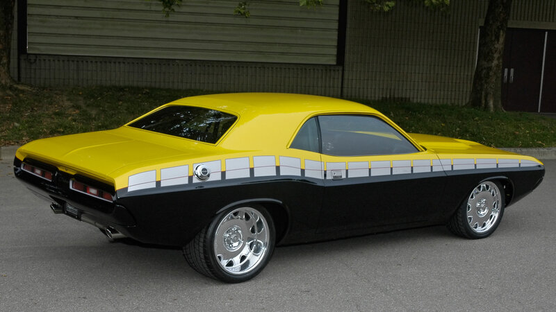 Yellow and black muscle car