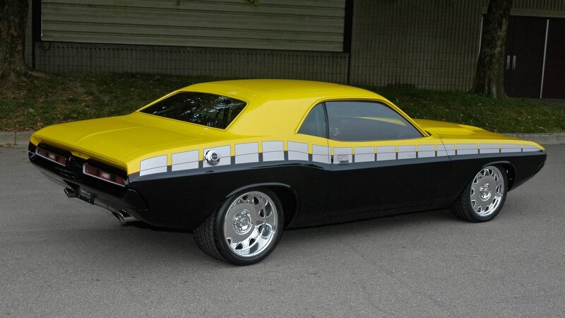 yellow and black muscle car