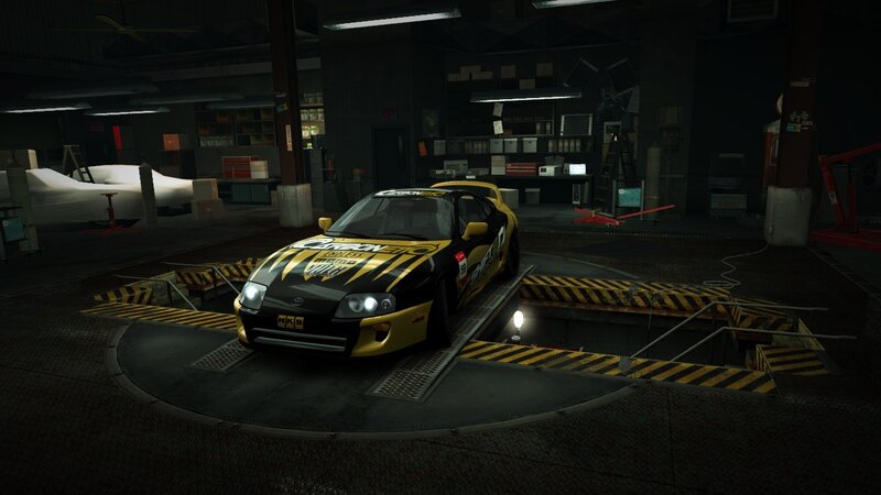 Yellow and Black Race Car — Dark, Night