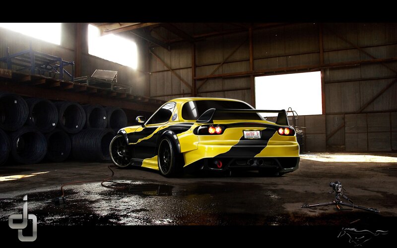 Yellow and Black Sports Car — Dramatic, Digital Art