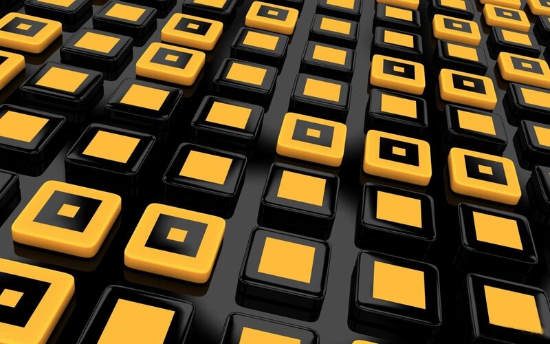 Yellow and Black Squares — Geometric, 3d Render