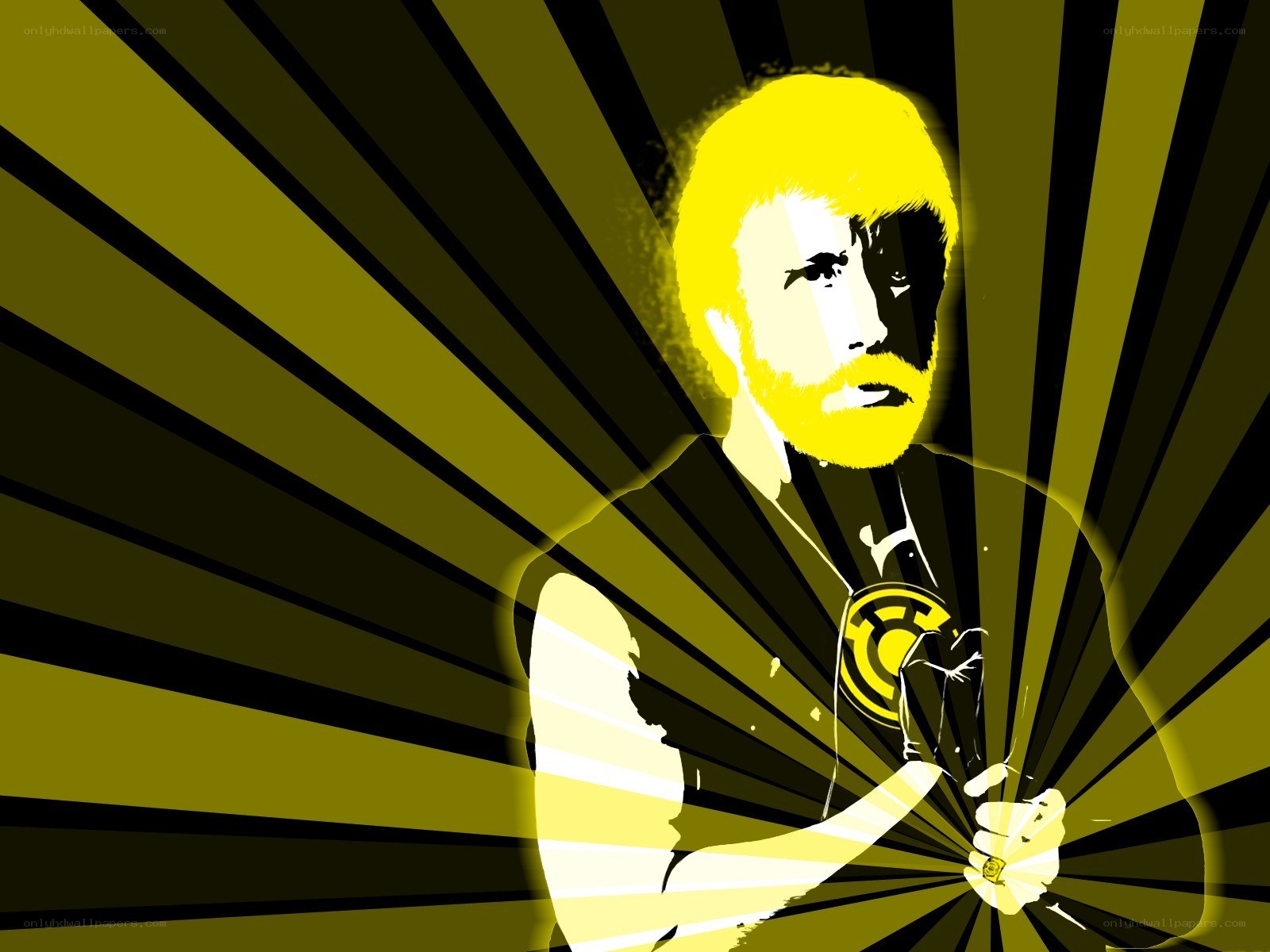 yellow and black stylized portrait