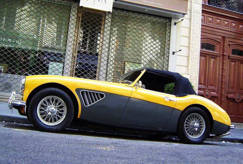 Yellow and black vintage convertible