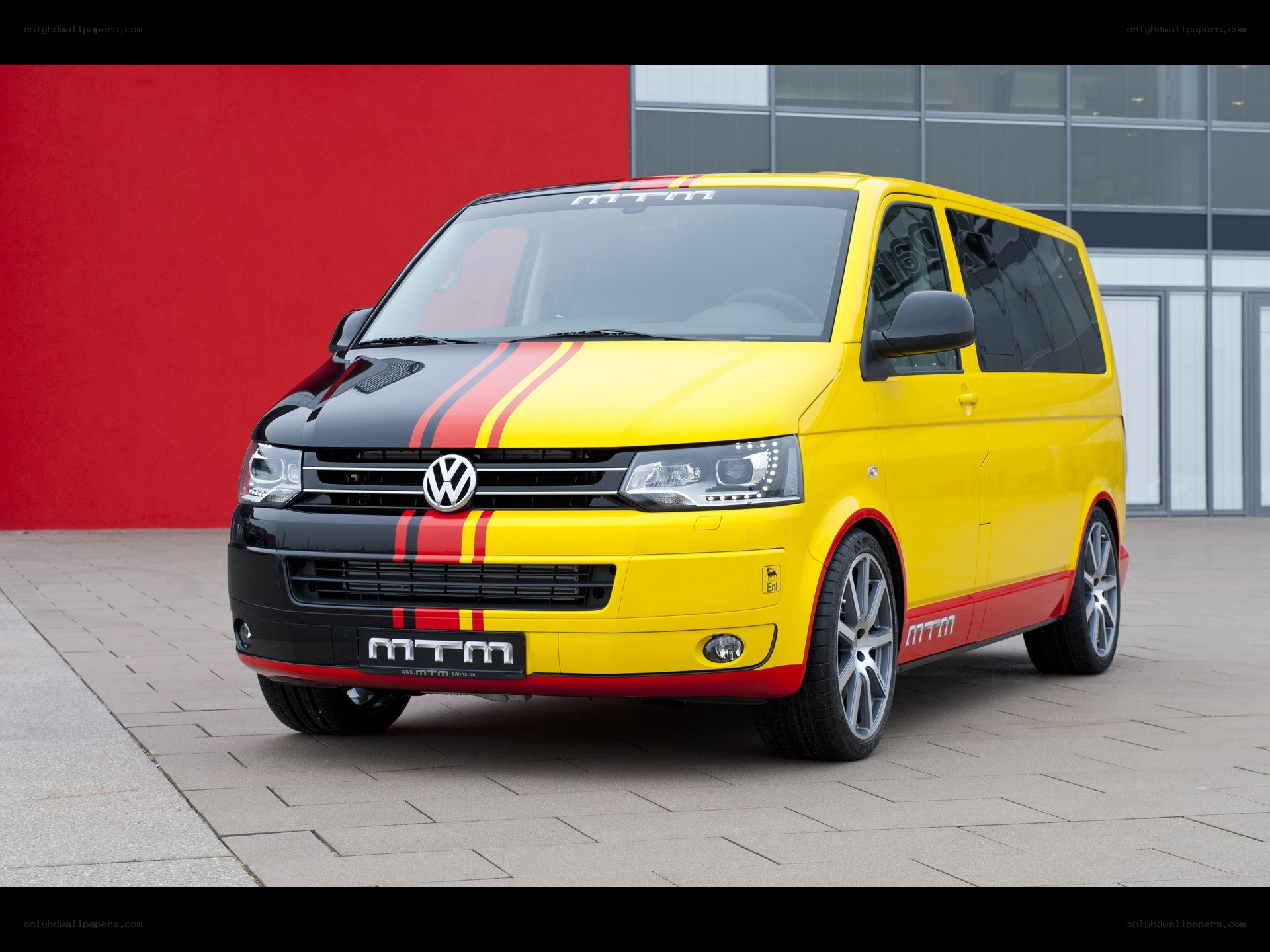Yellow and black VW T5 van