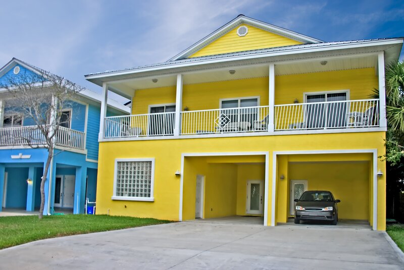 Yellow and blue beach houses