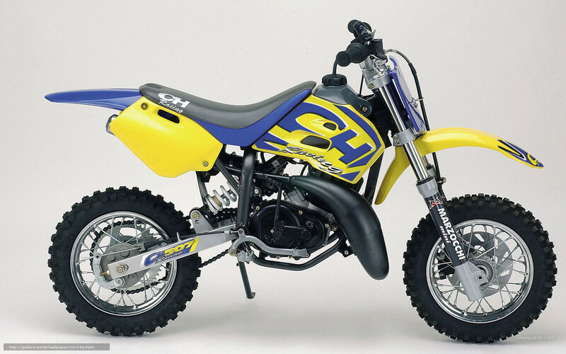 Yellow and Blue Dirt Bike — Neutral, Photograph, Seat, Engine