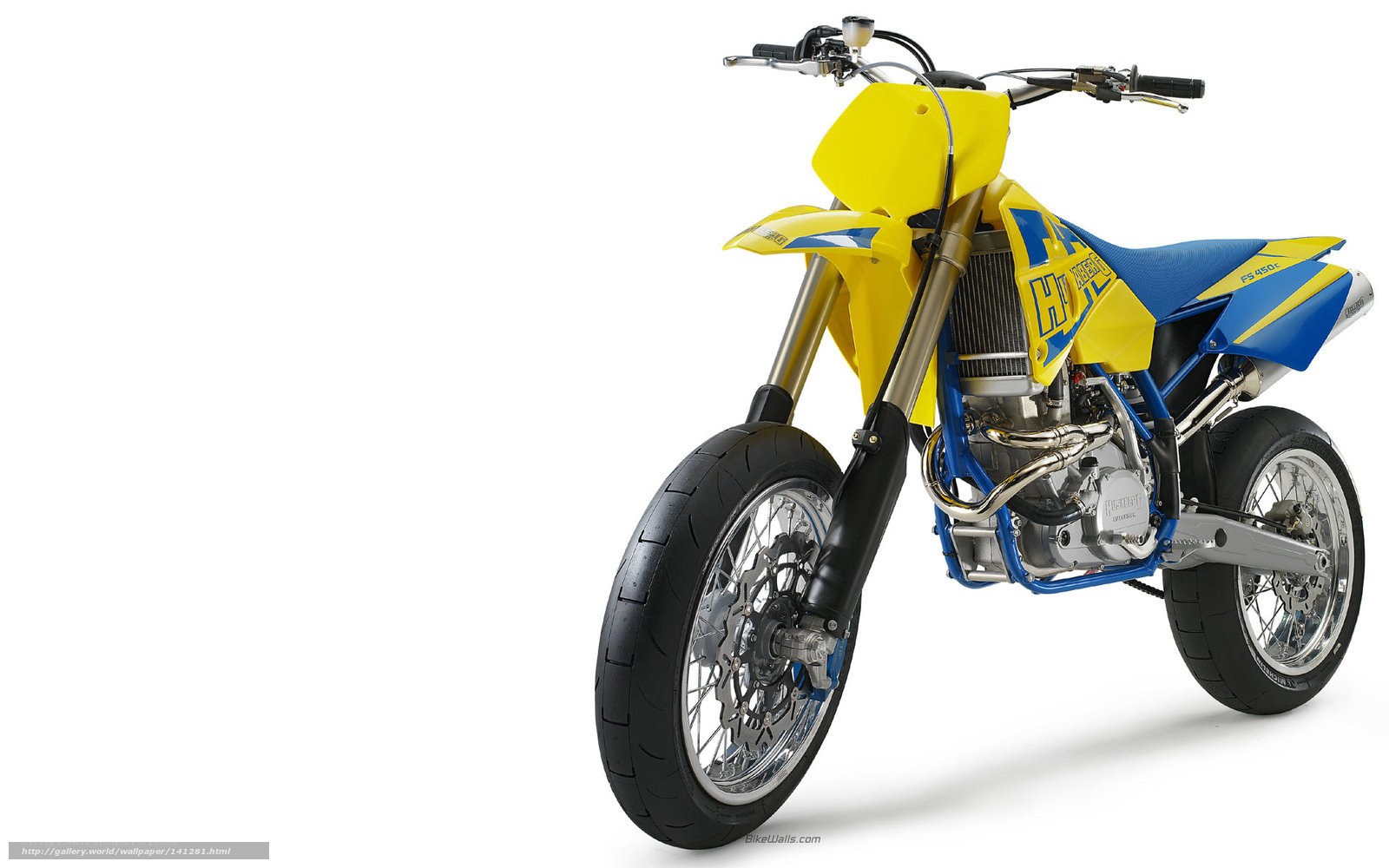 yellow and blue dirt bike