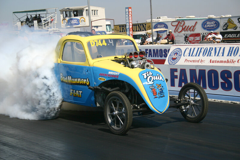 Yellow and Blue Drag Car