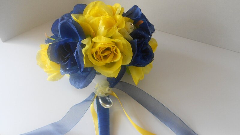 Yellow and Blue Flower Bouquet