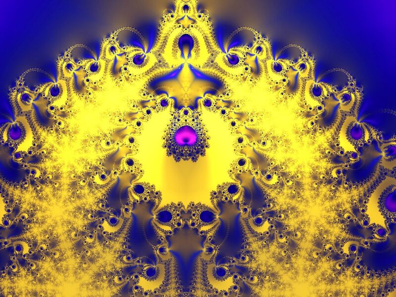 Yellow and Blue Fractal Pattern — Hypnotic