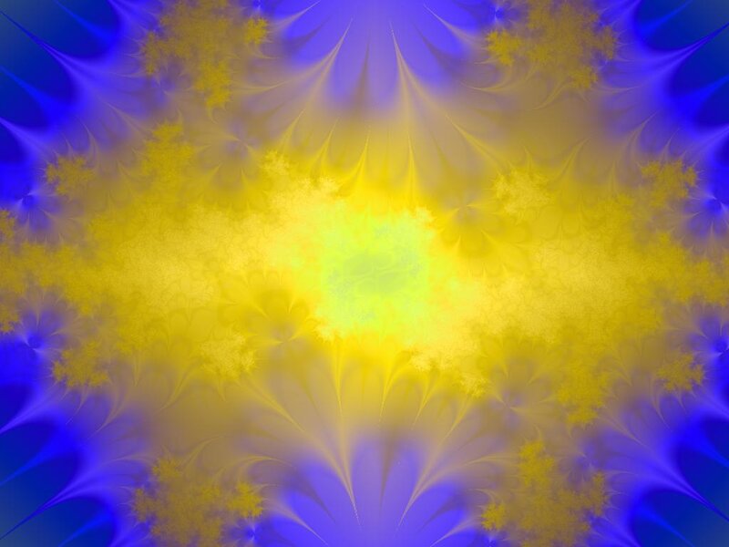 Yellow and Blue Fractal Pattern — Vibrant