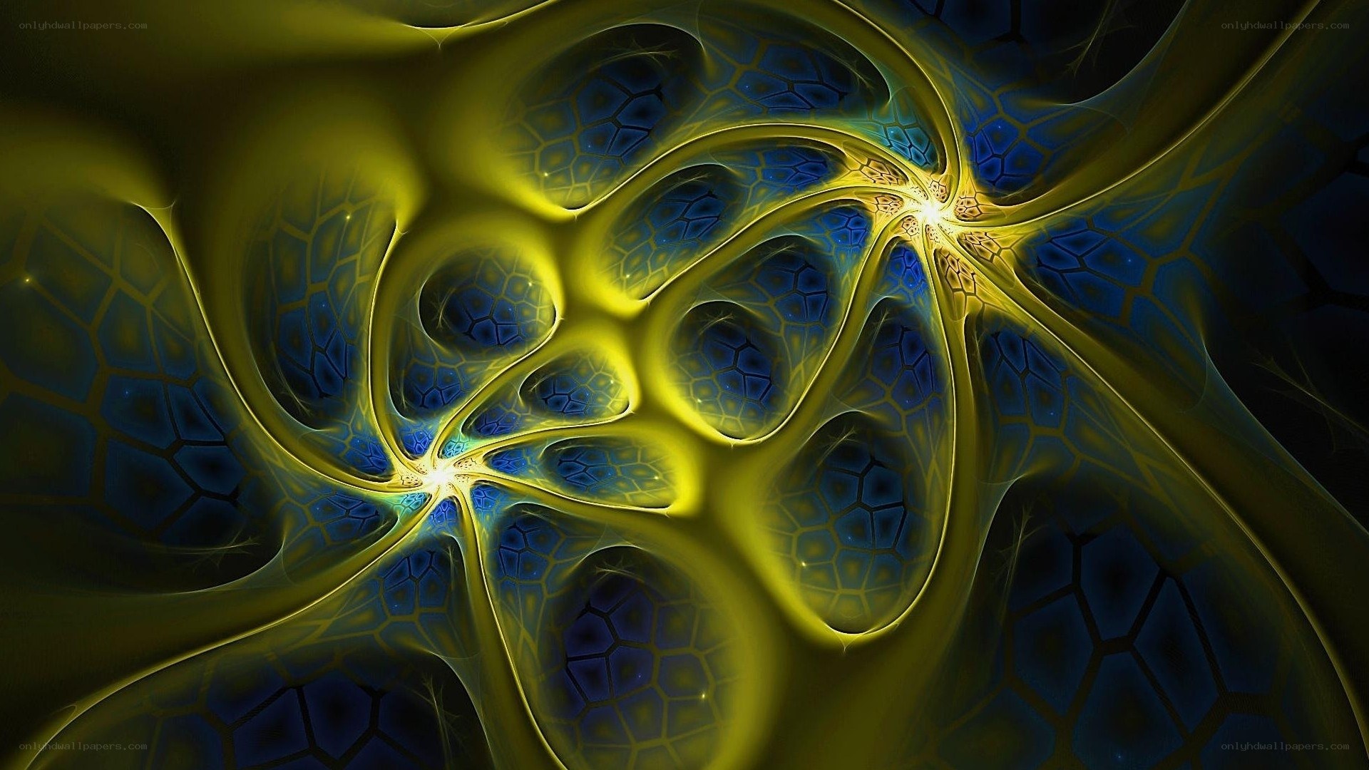 yellow and blue fractal pattern
