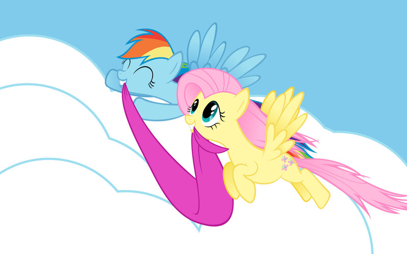 Yellow and Blue Ponies Flying