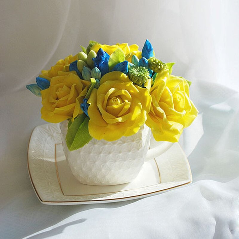 Yellow and Blue Roses — Serene