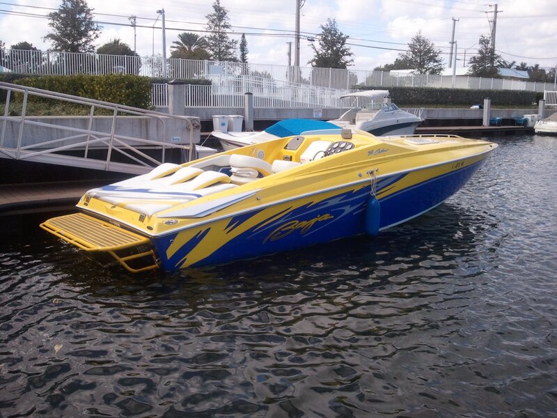 Yellow and Blue Speedboat