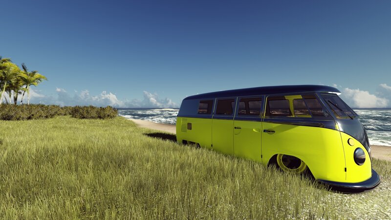 Yellow and Blue Van
