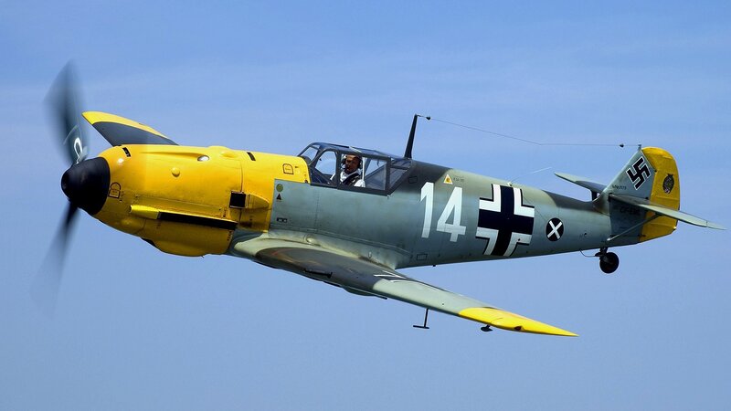 Yellow and Gray Fighter Plane — Clear, Afternoon, Photograph