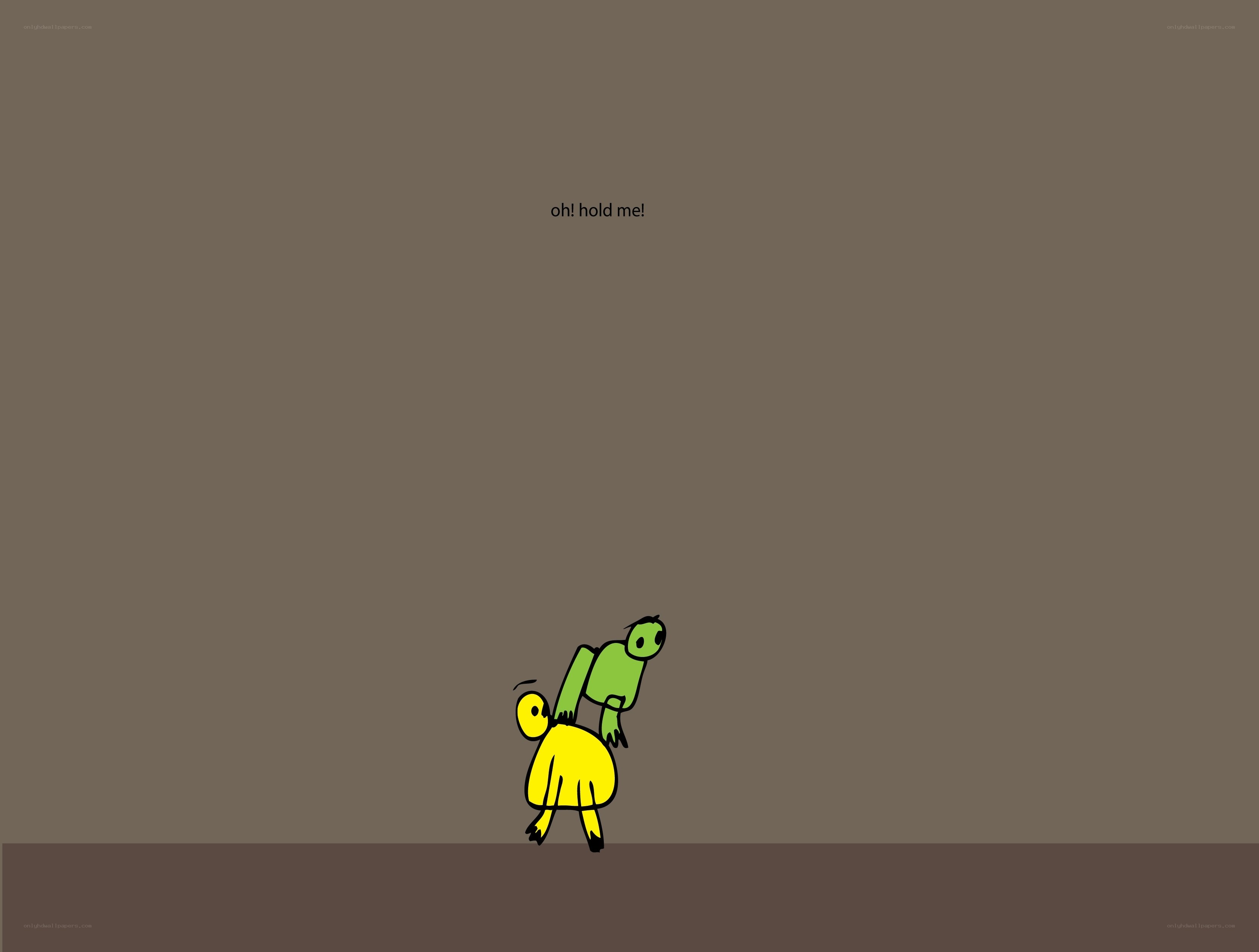 Yellow and green characters in distress