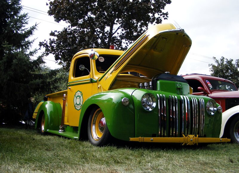 Yellow and Green Fire Truck