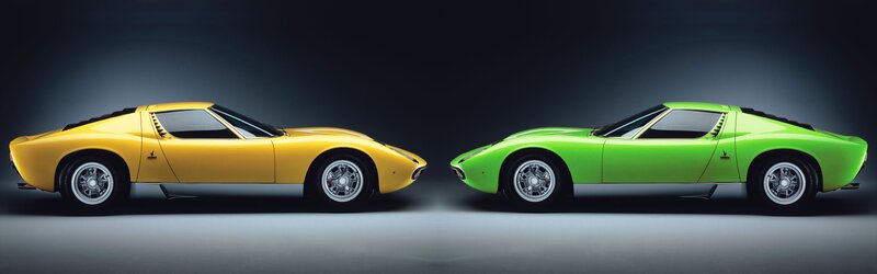Yellow and green sports cars
