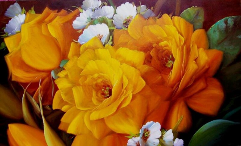 Yellow and Orange Roses — Vibrant