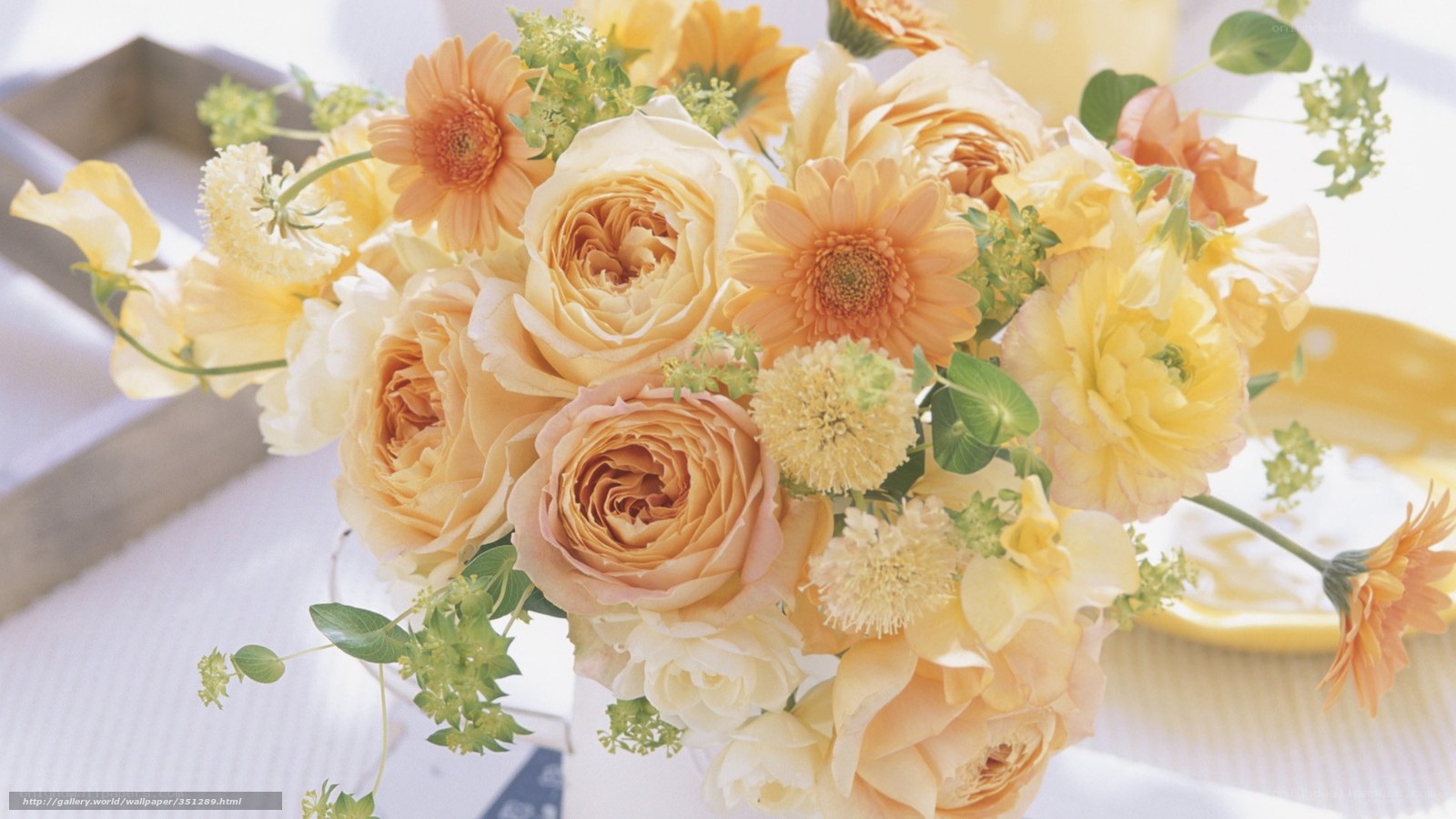 Yellow and peach flower bouquet