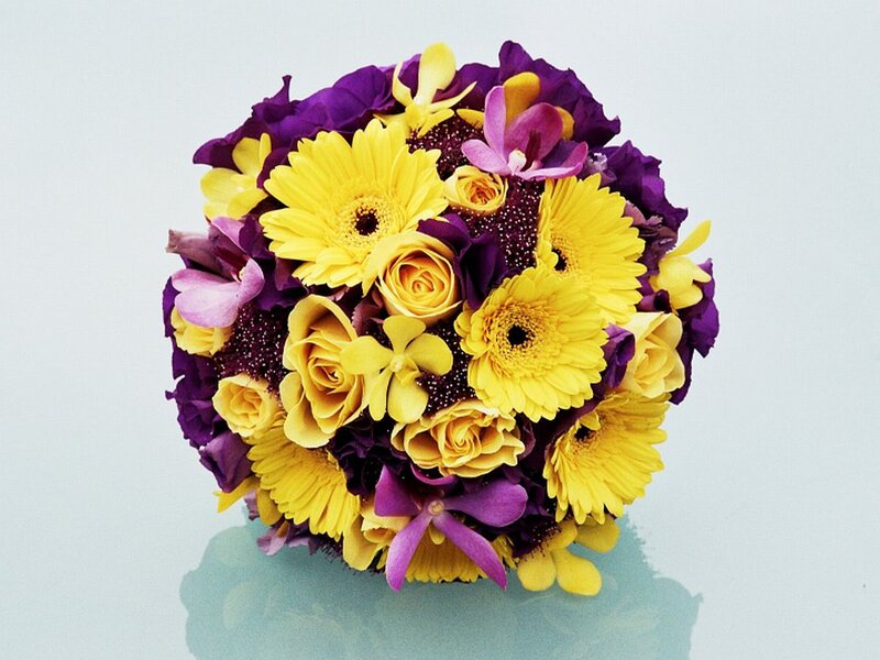 Yellow and Purple Flower Bouquet — Vibrant