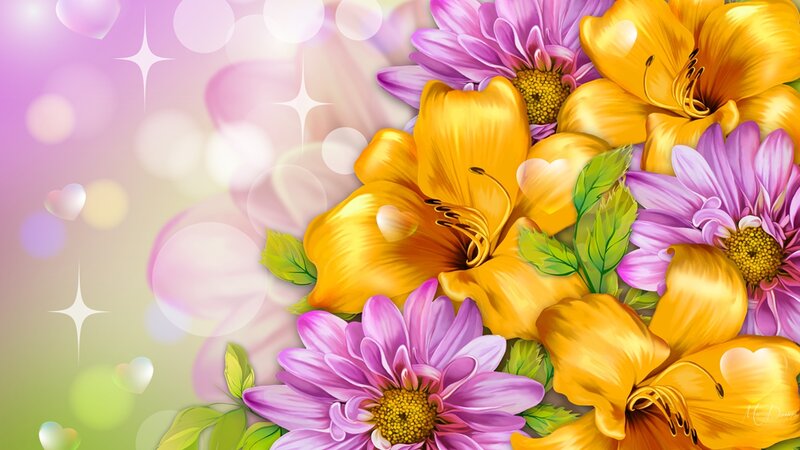 Yellow and Purple Flowers — Cheerful
