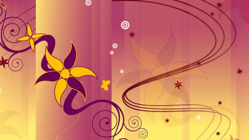 Yellow and Purple Flowers — Vibrant, Vector Art