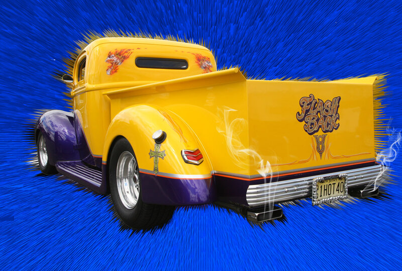 Yellow and Purple Hot Rod Truck