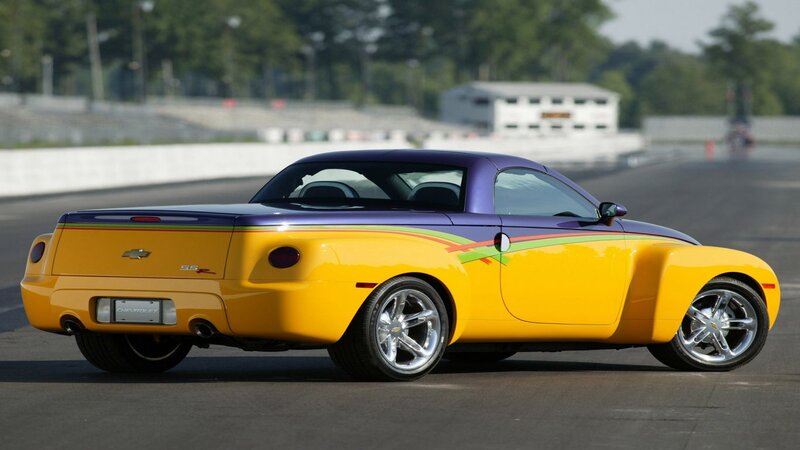 Yellow and Purple Pickup Truck