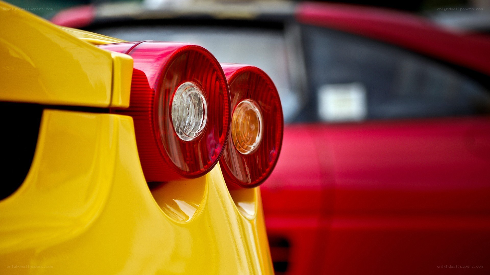 Yellow and red car taillights