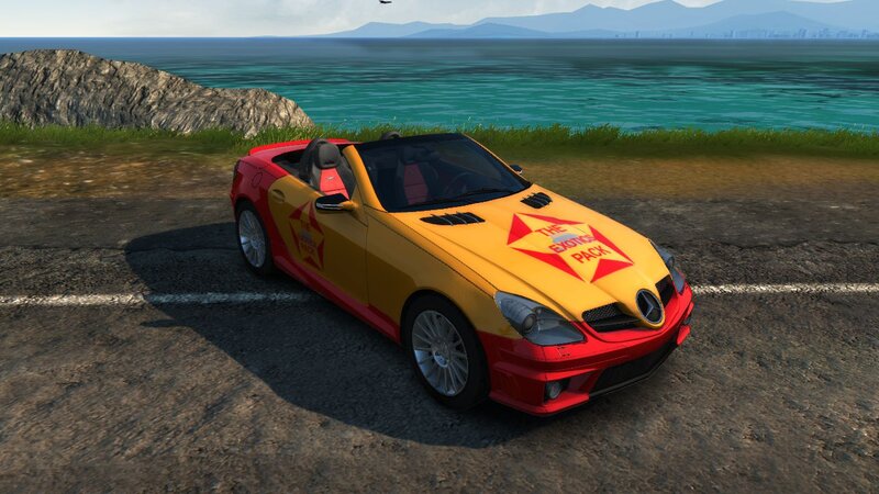 Yellow and Red Convertible Car