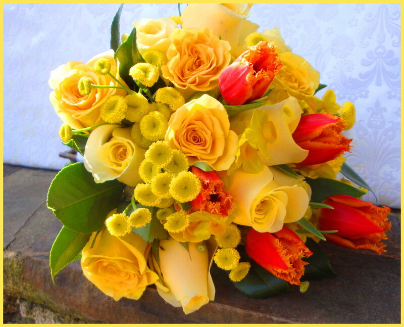Yellow and Red Flower Bouquet