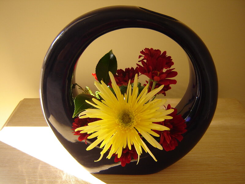 Yellow and Red Flowers — Black