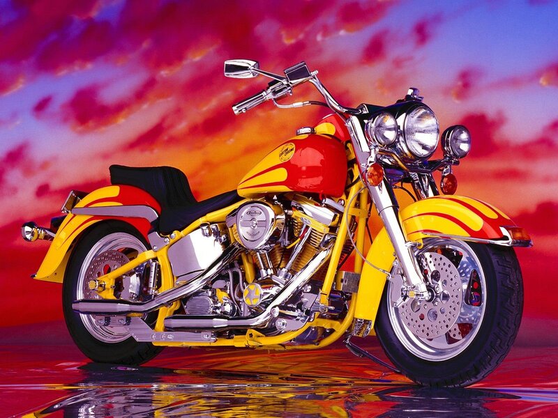 Yellow and Red Motorcycle — Dramatic