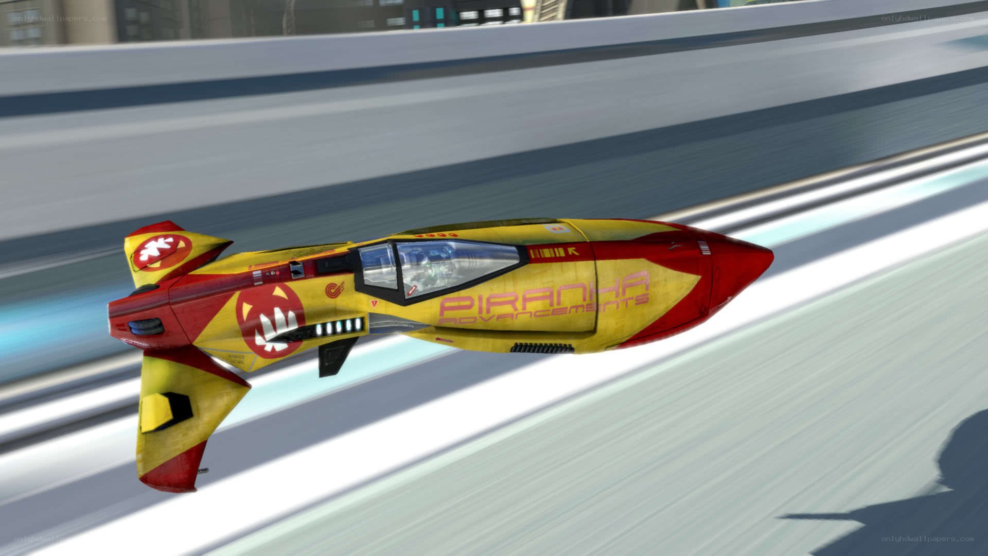 yellow and red racing jet