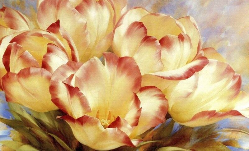 Yellow and Red Tulips — Calm, Painting