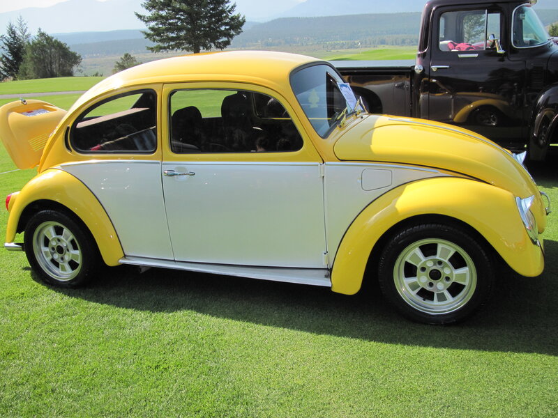 Yellow and White Beetle Car