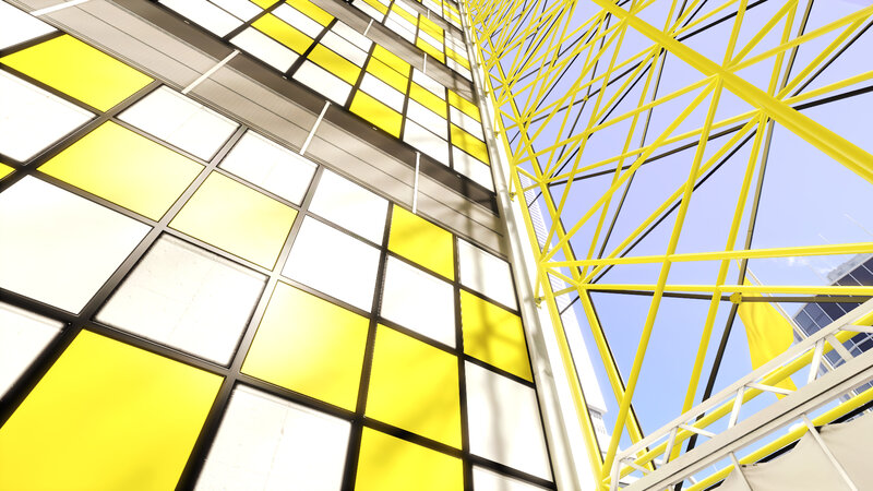 yellow and white building facade