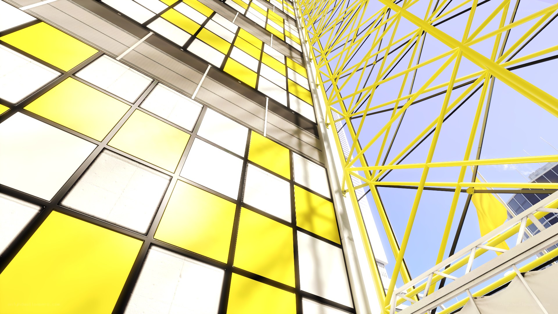yellow and white building facade