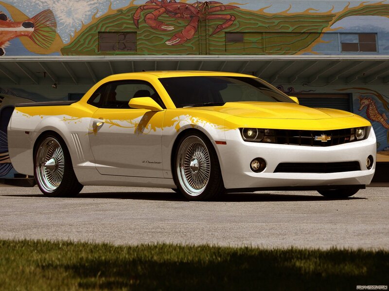 Yellow and white Camaro pickup